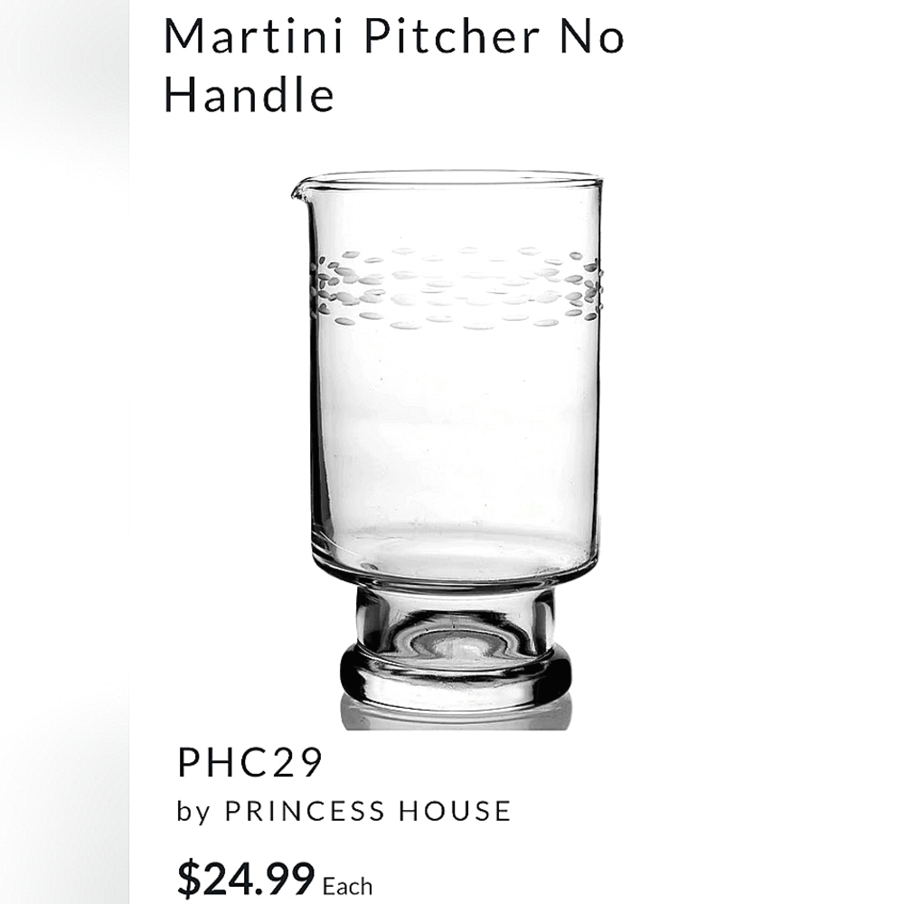 6 1/2" Martin Cocktail Pitcher Server Etched Crystal Heritage by Princess House